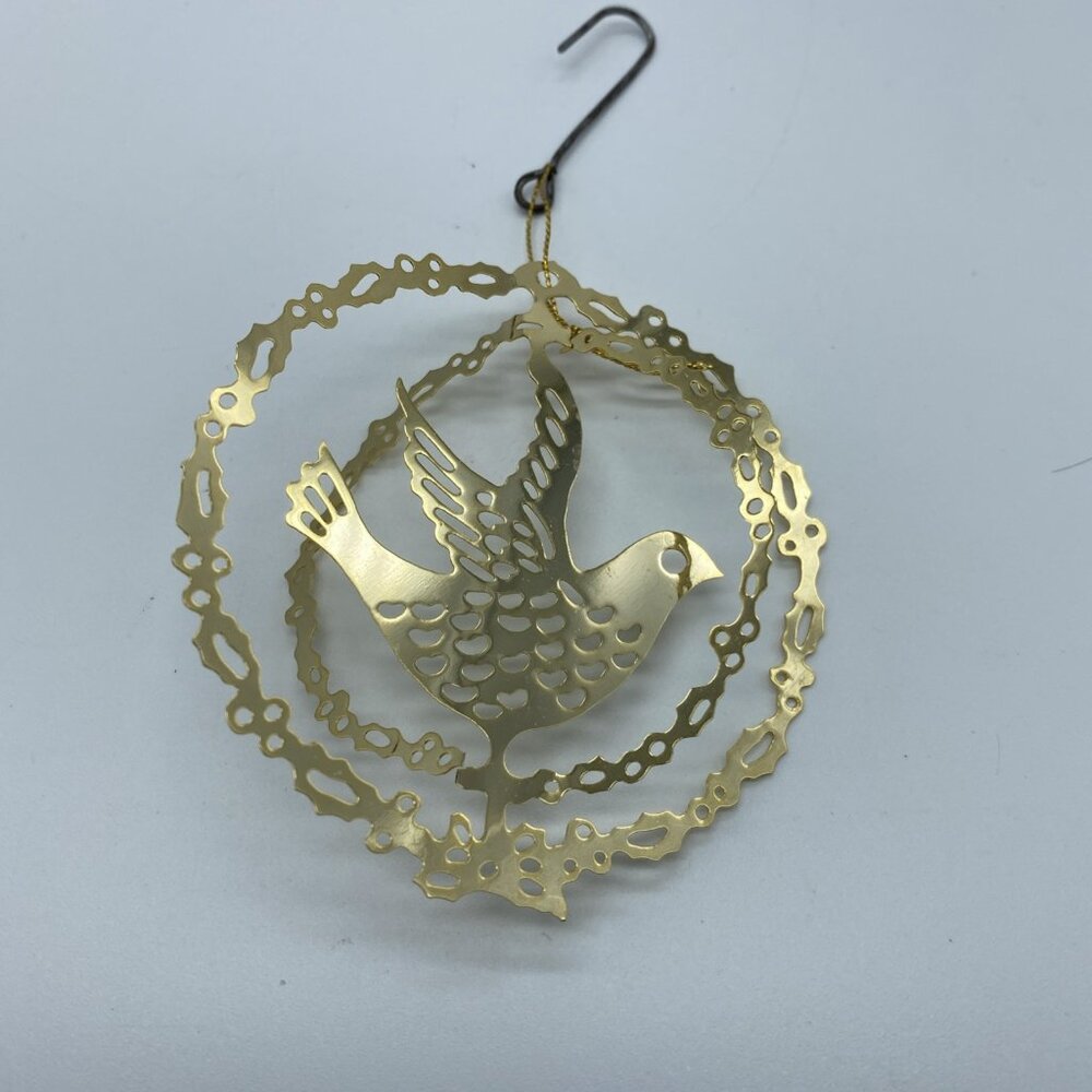 Bird Dove 24K Gold Finish Brass Christmas Ornament - Picture 2 of 10